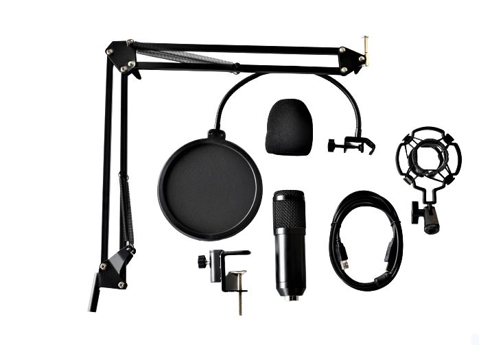 Generic Microphone Set for Podcasting / USB / Black