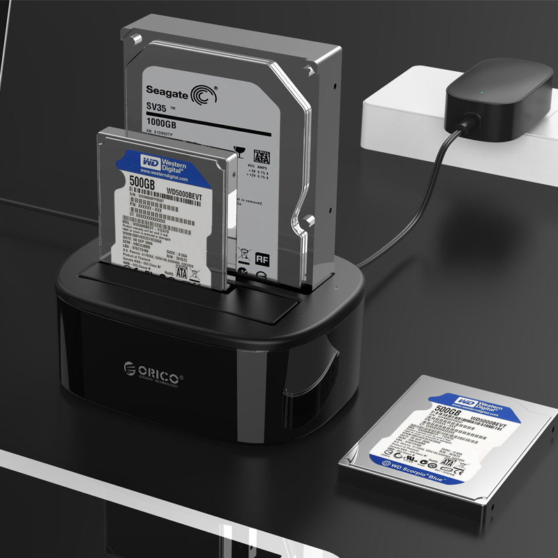 ORICO 6228US3-C 2-Bay Offline Clone Hard Drive Dock - 3.5&quot; &amp; 2.5&quot; / USB3.0 / Black