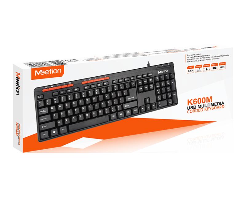 Meetion K600M USB Multimedia Keyboard - Black