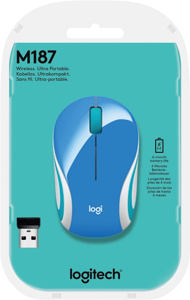 Logitech 910-005360 Mini Wireless Mouse M187 / 2.4GHz / Palace Blue