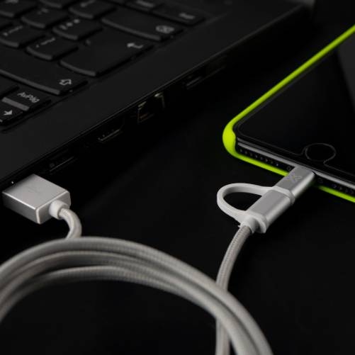 KLIP KAC-210BK - 2 in 1 Micro-Usb Cable with Lightning Connector - Black