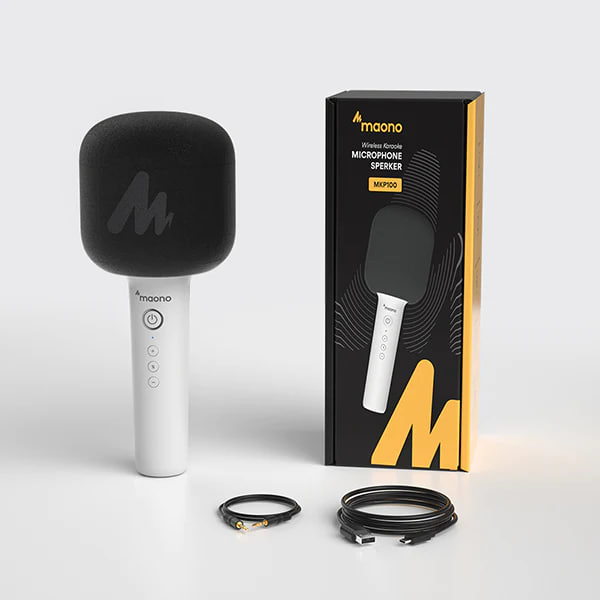 Maono MKP100 Wireless Karaoke Microphone - White