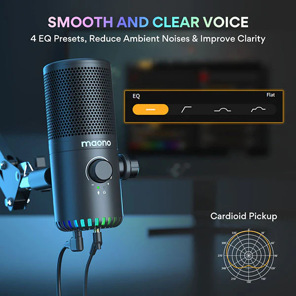 Maono DM30 RGB Programmable USB Condenser Microphone with Noise Cancelling