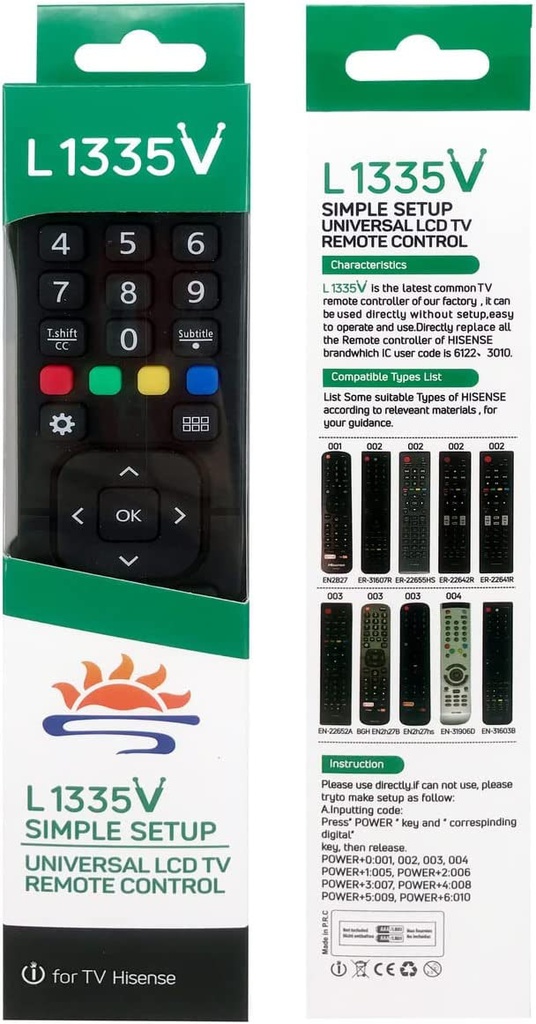 Smash L1335V Universal Remote Control - with fixed Hisense functions.