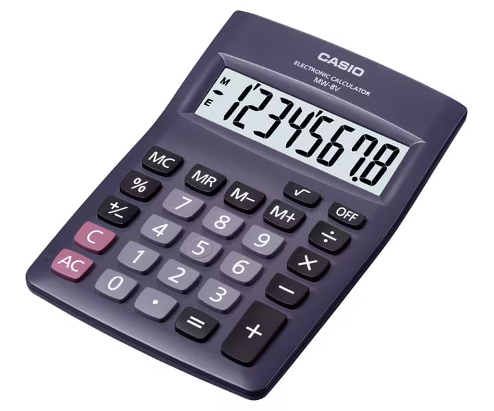 Casio MW-8V - Calculadora Compacta / 8 Dígitos /Negro