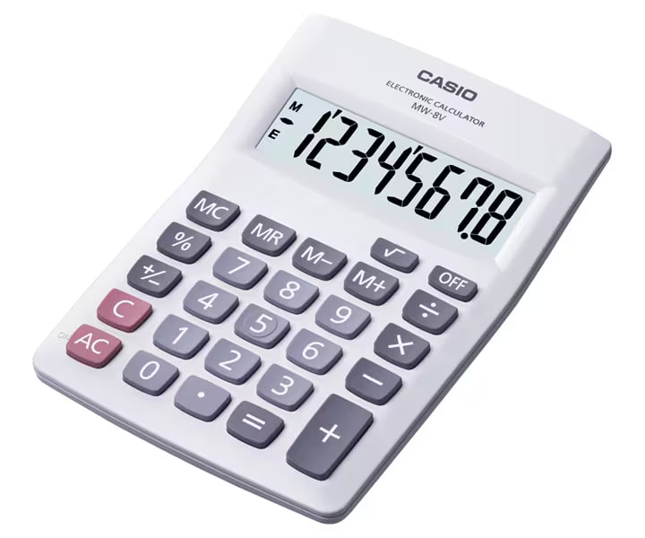 Casio MW-8V - Compact Calculator / White