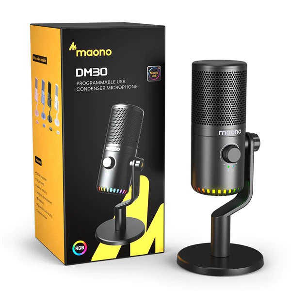 Maono DM30 RGB Programmable USB Condenser Microphone with Noise Cancelling