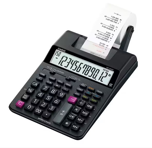 Casio HR-100RC Reprint &amp; Check Calculator - 12 Digits, Black