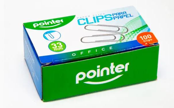 Pointer PC-33MM-100 Caja de Clips - 100 piezas