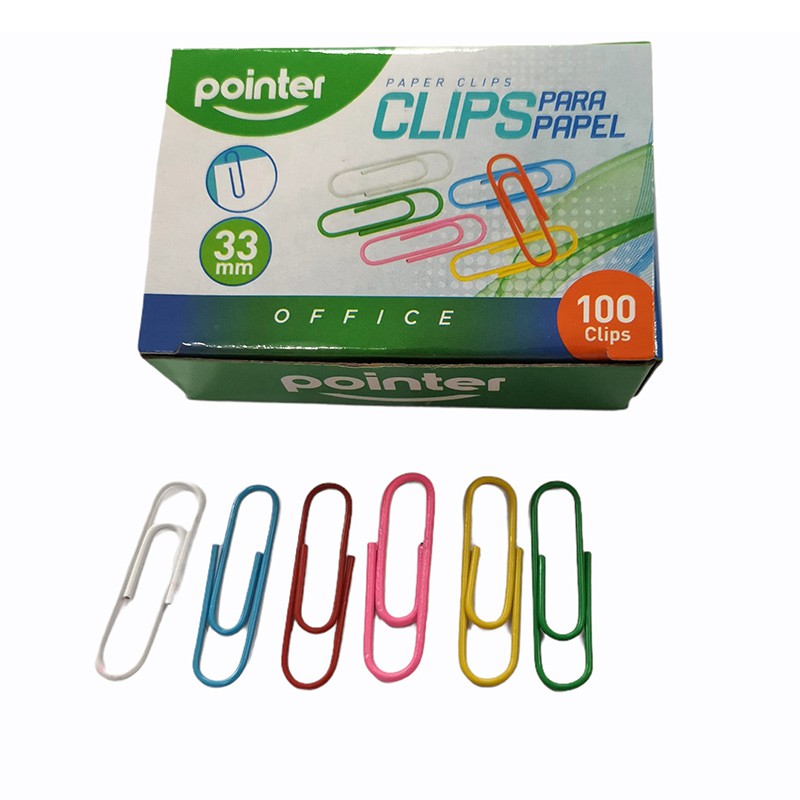 Pointer PC-33MM-100B Caja de Clips de Colore - 100 piezas