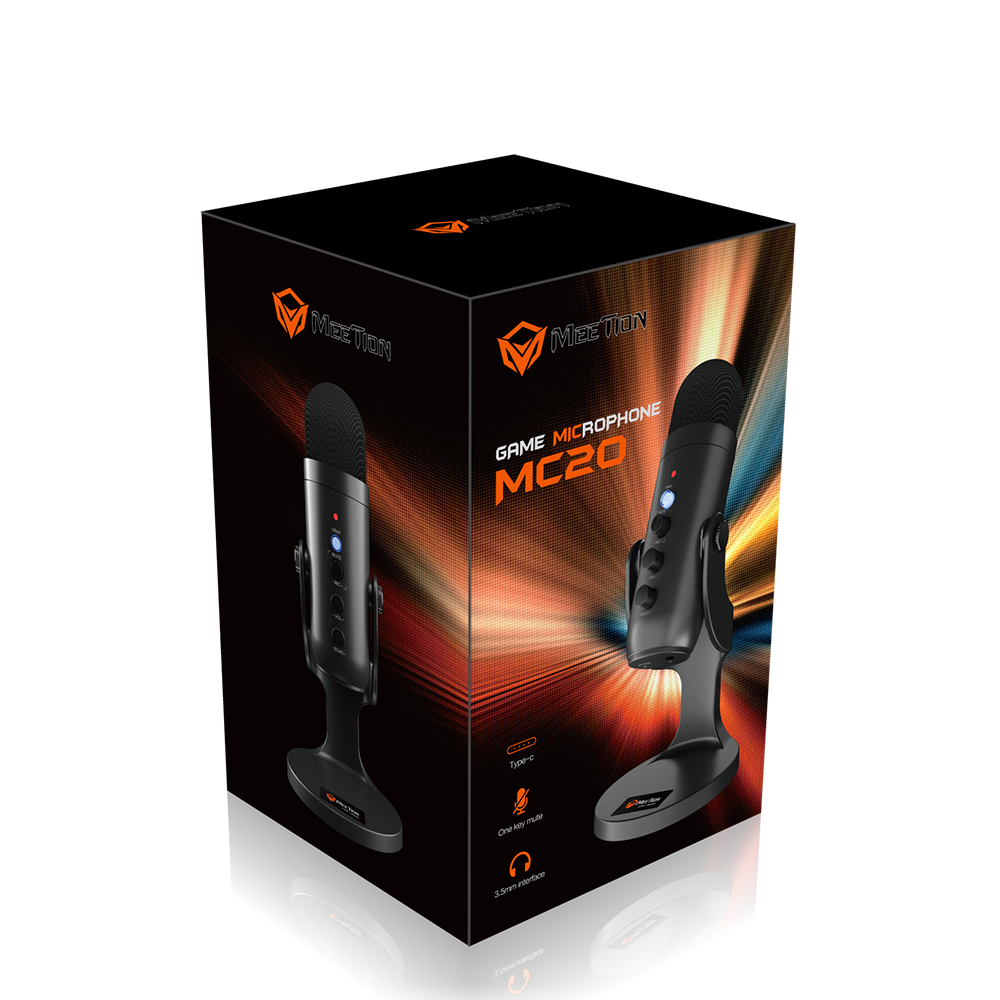 Meetion MC20 - Micrófono para Gamers USB/ RGB / Negro