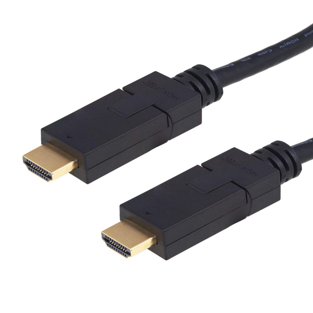 Argom CB-1910 - Cable HDMI a HDMI con Cabezal Ajustable a 180° y Conectores Dorados 6ft - Negro