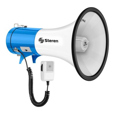 Steren MG-260 Megáfono con Reproductor MP3 (SD &amp; USB) + Entrada AUX + Sirena - 25W