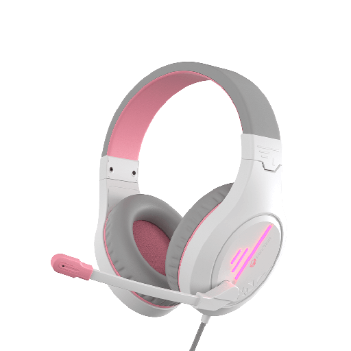 [MET-GAM-HYM-MTHP021WP-PK-121] Meetion MT-HP021 Gaming Headset - 3.5mm Audio / USB RGB / White + Pink