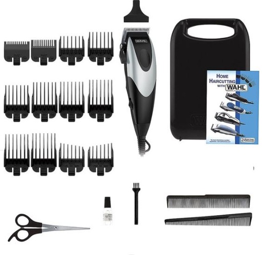 [WAH-ACC-CN-92435801-321] Wahl 5243-5801 HomeCut Complete Haircutting Kit - 12 Guides / Scissors / Combs / Black