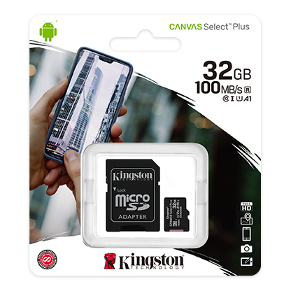 [KIN-MEM-MSD-SDCS232-BK-122] Kingston Canvas Select+ MicroSD Memory 32GB / With Adapter