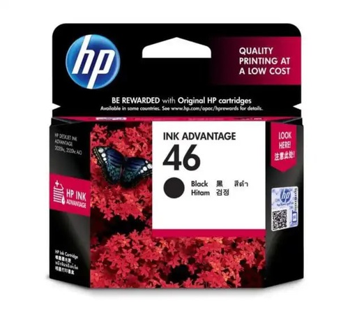 [HPE-PRT-INK-CZ637AL-NA-222] HP #46 Black Ink Cartridge - for DesignJet Advantage Ultra 2529, 4729, 5739