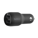 Belkin CCB001BTBK Boost Charge - Cargador de Auto / Doble USB-A / 24W / Negro