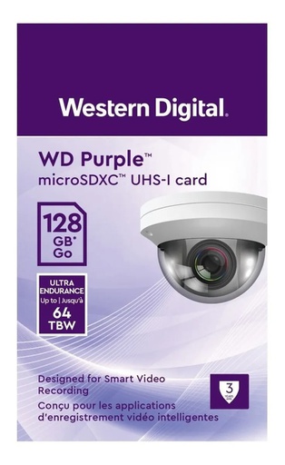 [WD-STO-ACC-WDD128G1P0C-NA-122] Western Digital Purple MicroSD 128GB / With Adapter / Purple