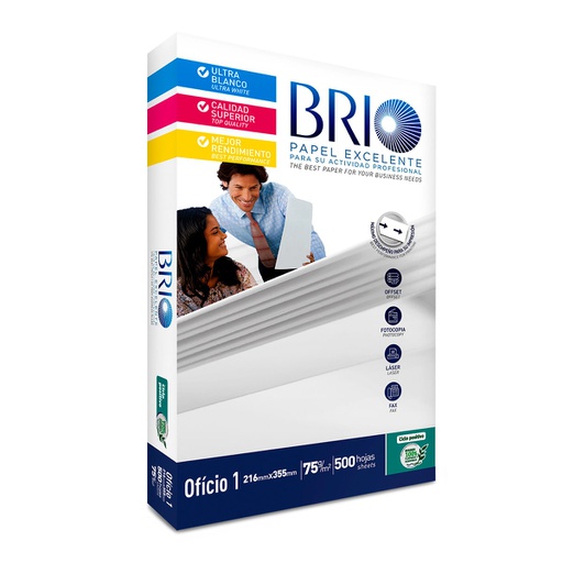 [BRI-MSC-PAP-LEGAL-WH-322] Brio - 500 Hojas Papel Bond / Legal / Office