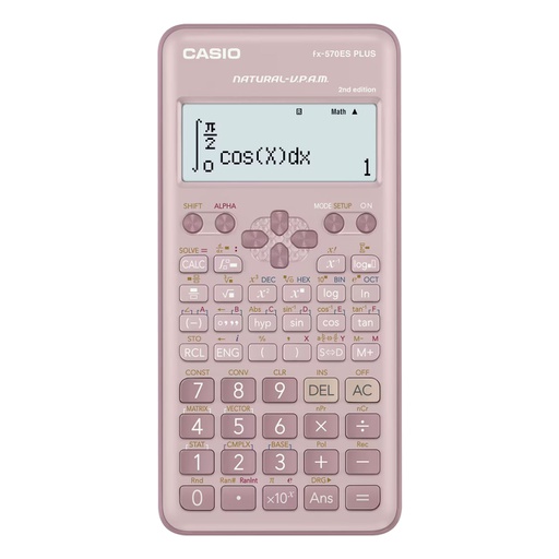 [CAS-MSC-ACC-FX570ESPLUS2-PK-123] Casio Fx-570ES Plus 2da Ediciòn - Calculadora Científica / 417 Funciones/ Rosado