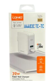 [LDN-CEL-CHG-A4403CTCTC-WH-123] LDNIO A4403C-TC-TC 32W Cargador para Celular USB TipoC a TipoC + 1m de Cable Incluido