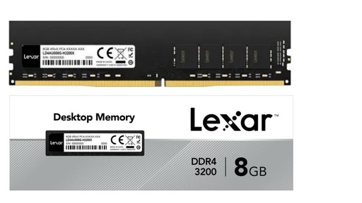 [LEX-MEM-MEM-LD4U008GR3200-NA-321] Lexar  UDimm Memory 8GB DDR4 / 3200Mhz / 1.2v / 288 pin / CL22
