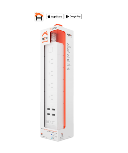 [NEX-GAD-ACC-NHPE610-WH-423] Nexxt NHP-E610 - Regleta + Protector de Lïnea inteligente Wi-Fi para interior 4*110V + 4*USB