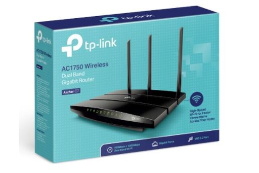 [TPL-NET-ROU-ARCHERC7-WH-320] Tp-Link Archer C7 Router Gigabit Inalámbrico de Banda Dual / AC1750 / Negro