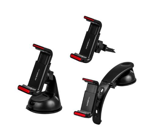 [ARG-MSC-ACC-0333BK-BK-124] Argom AC-0333BK Car phone Mount Holder / 3 in 1 / Black 