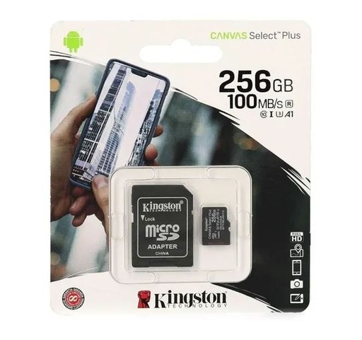 [KIN-MEM-MSD-SDCS256GB-BK-420] Kingston MicroSD 256GB Canvas Select+ / Con Adaptador / Negra