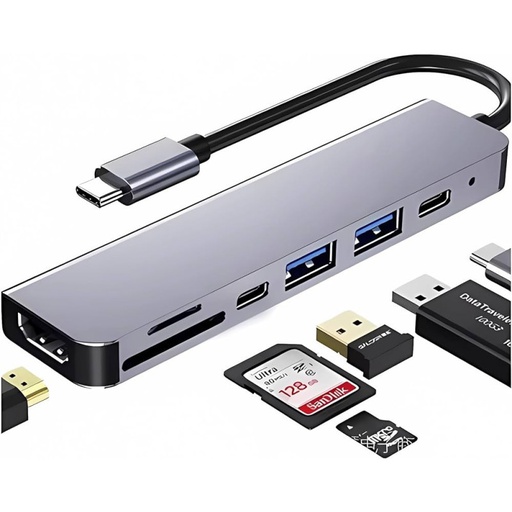 [ACC-LAP-CUD-UH407-NA-225] CUDY UH407 Docking 7-in-1 USB-C / HDMI2.0 4K, USB3.0 *2, USB-C, PD 100W, SD, TF