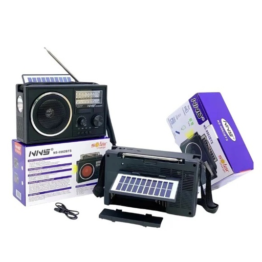 [ACC-ELC-NNS-NS9962BTS-BK-225] NNS NS9962BTS FM/AM Radio + BT, Solar Powered - Black 