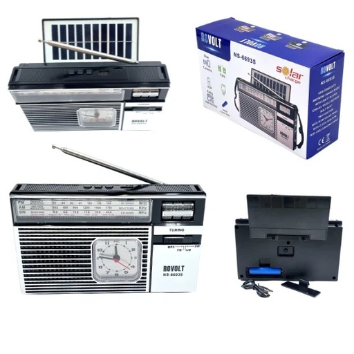 [ACC-ELC-NNS-NS66693BT-BK-225] NNS NS6693S FM/AM Radio, Solar Powered - Black 