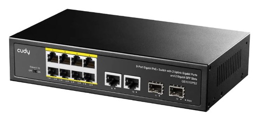 [CRY-NET-SWT-GS1010PS2-NA-325] Cudy GS1010PS2 8-Port 10/100/1000 PoE+ Switch Whith 2 Uplink Gigabit Port and 2 Gigabit SFP Slots 