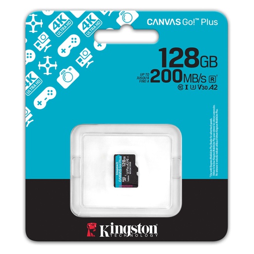 [KIN-STO-MEM-SDCG4128GB-NA-425] Kingston MicroSD 128GB Canvas Go Plus / Con Adaptador / Negra